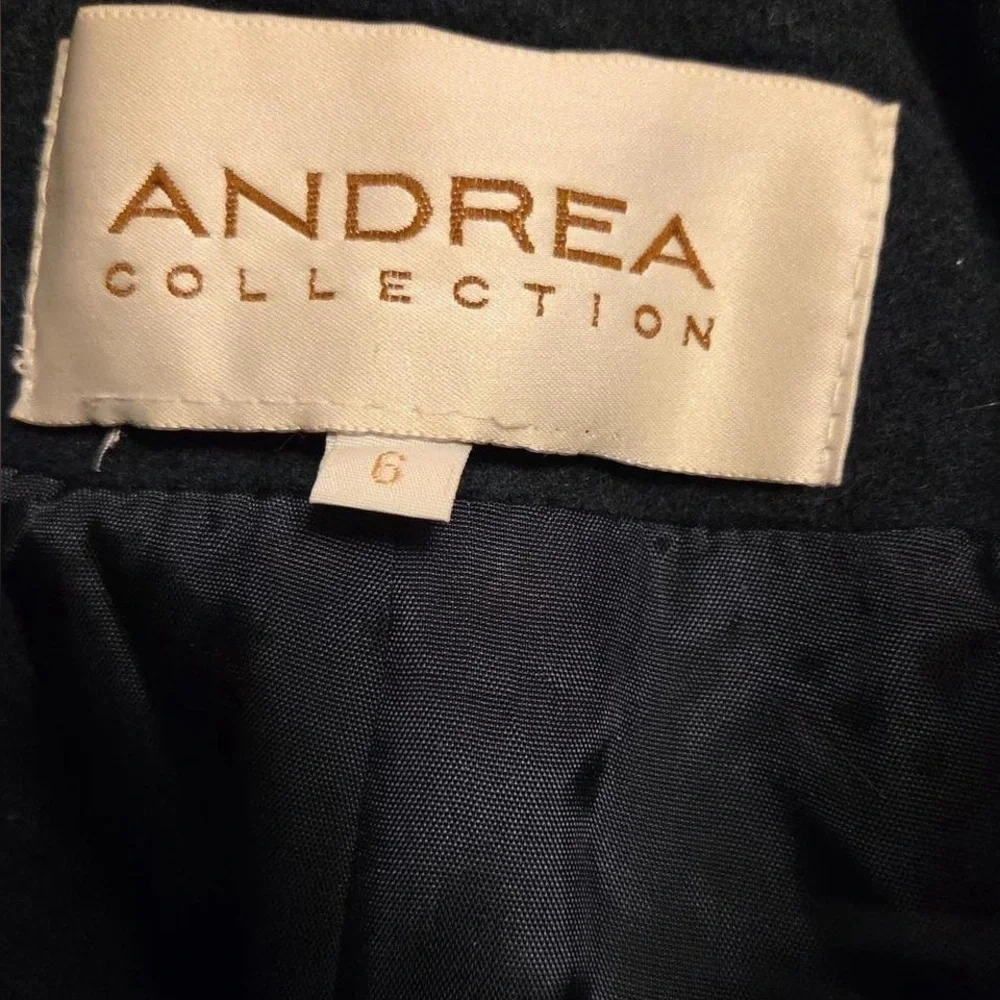 Vintage Andrea Collection Wool Blend Coat Fox Fur Trim Hood ILGWU Size 6